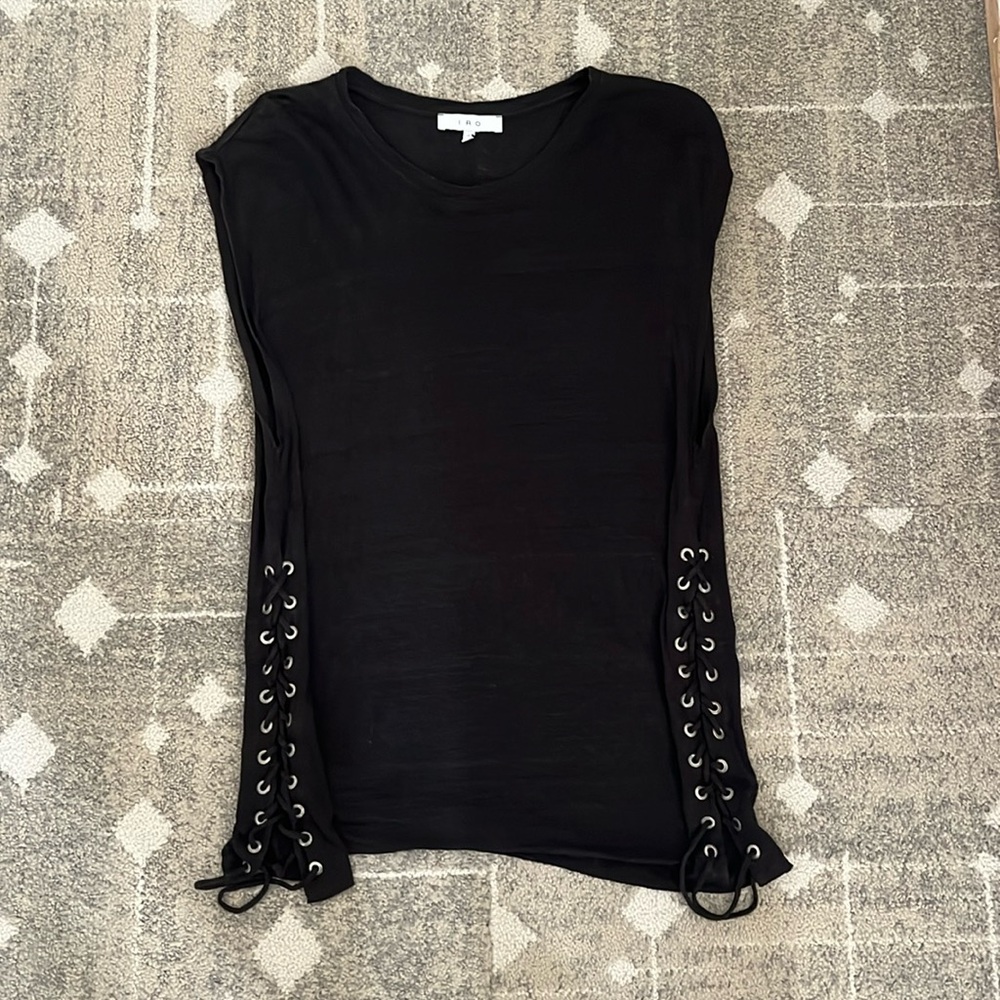 IRO Oversized Black Tunic with Lace Up Detailing
